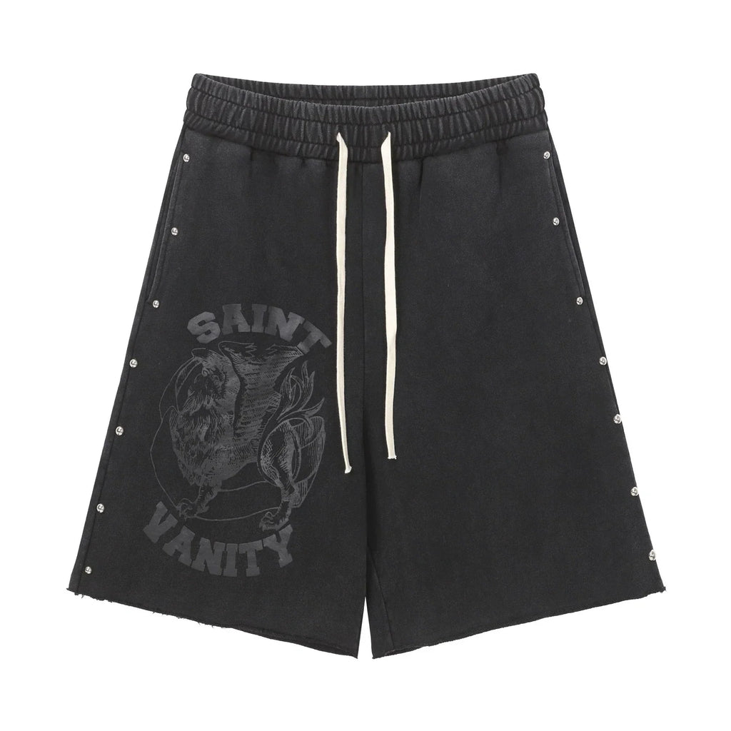 SAINT VANITY Washed Water Drilling Shorts, Five-Piece Set